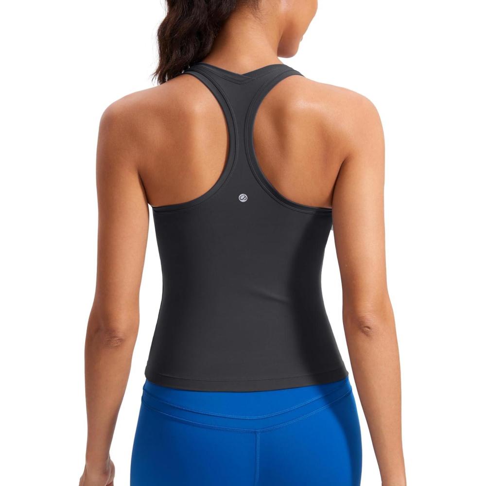 imageCRZ YOGA Butterluxe Racerback Workout Tank Tops for Women Sleeveless Camisole Gym Athletic Yoga ShirtsMysterious Grey