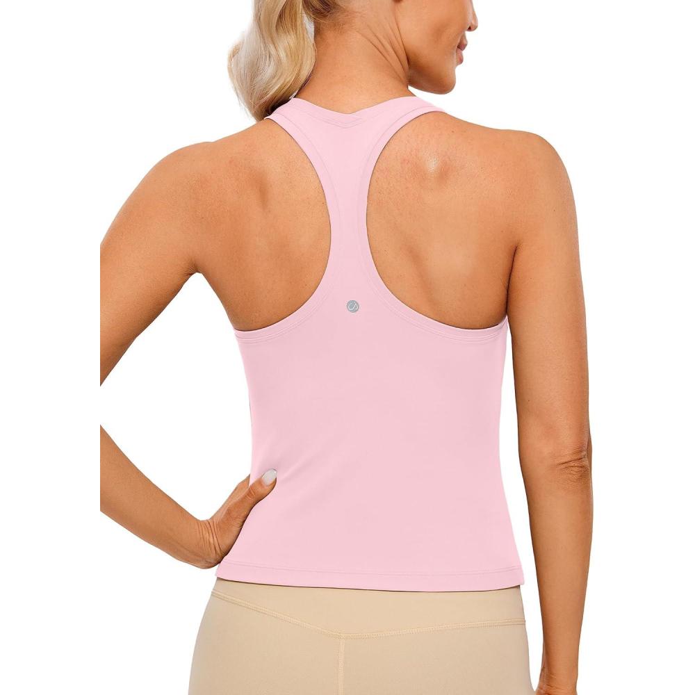 imageCRZ YOGA Butterluxe Racerback Workout Tank Tops for Women Sleeveless Camisole Gym Athletic Yoga ShirtsPink Peony