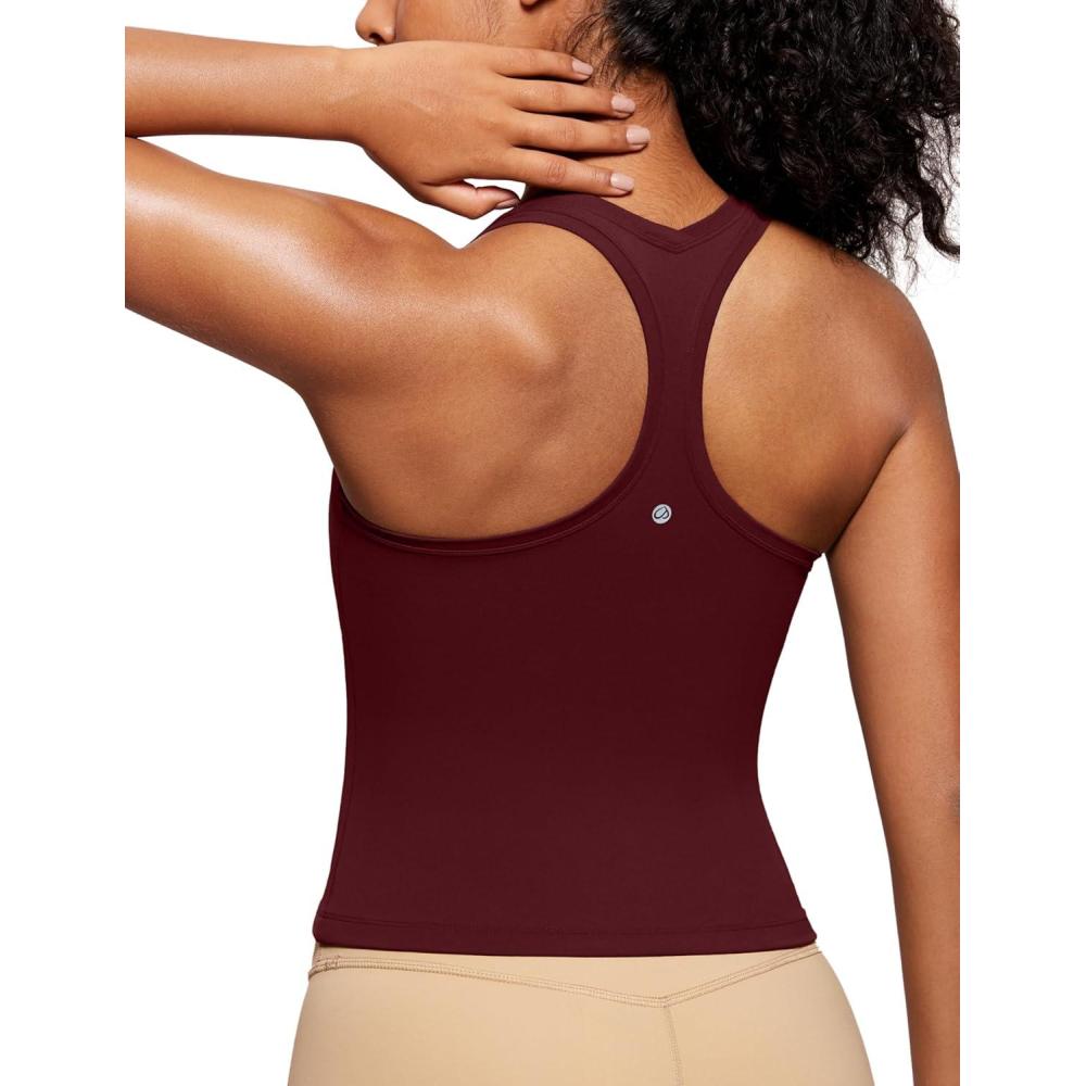 imageCRZ YOGA Butterluxe Racerback Workout Tank Tops for Women Sleeveless Camisole Gym Athletic Yoga ShirtsRed Merlot