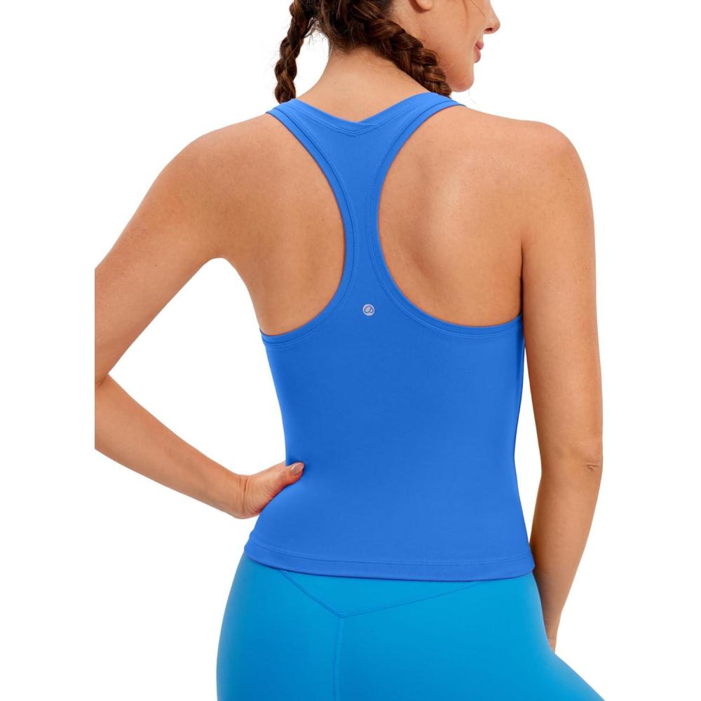 imageCRZ YOGA Butterluxe Racerback Workout Tank Tops for Women Sleeveless Camisole Gym Athletic Yoga ShirtsSparkle Blue