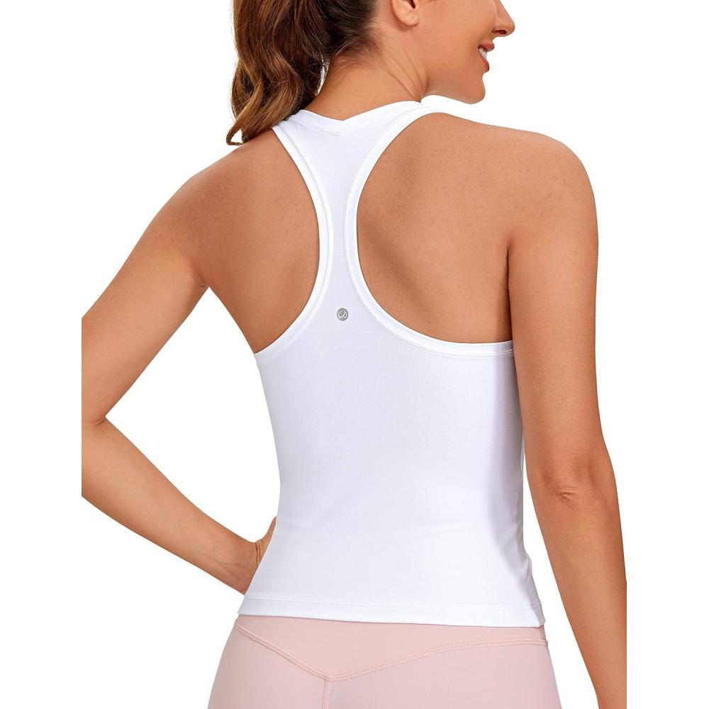 imageCRZ YOGA Butterluxe Racerback Workout Tank Tops for Women Sleeveless Camisole Gym Athletic Yoga ShirtsWhite