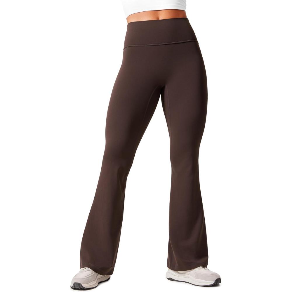 imageCRZ YOGA Womens Butterlift Hidden Scrunch Butt Flare Leggings 31quot  No Front Seam High Waist Bootcut Yoga Pants Booty CasualHot Fudge Brown