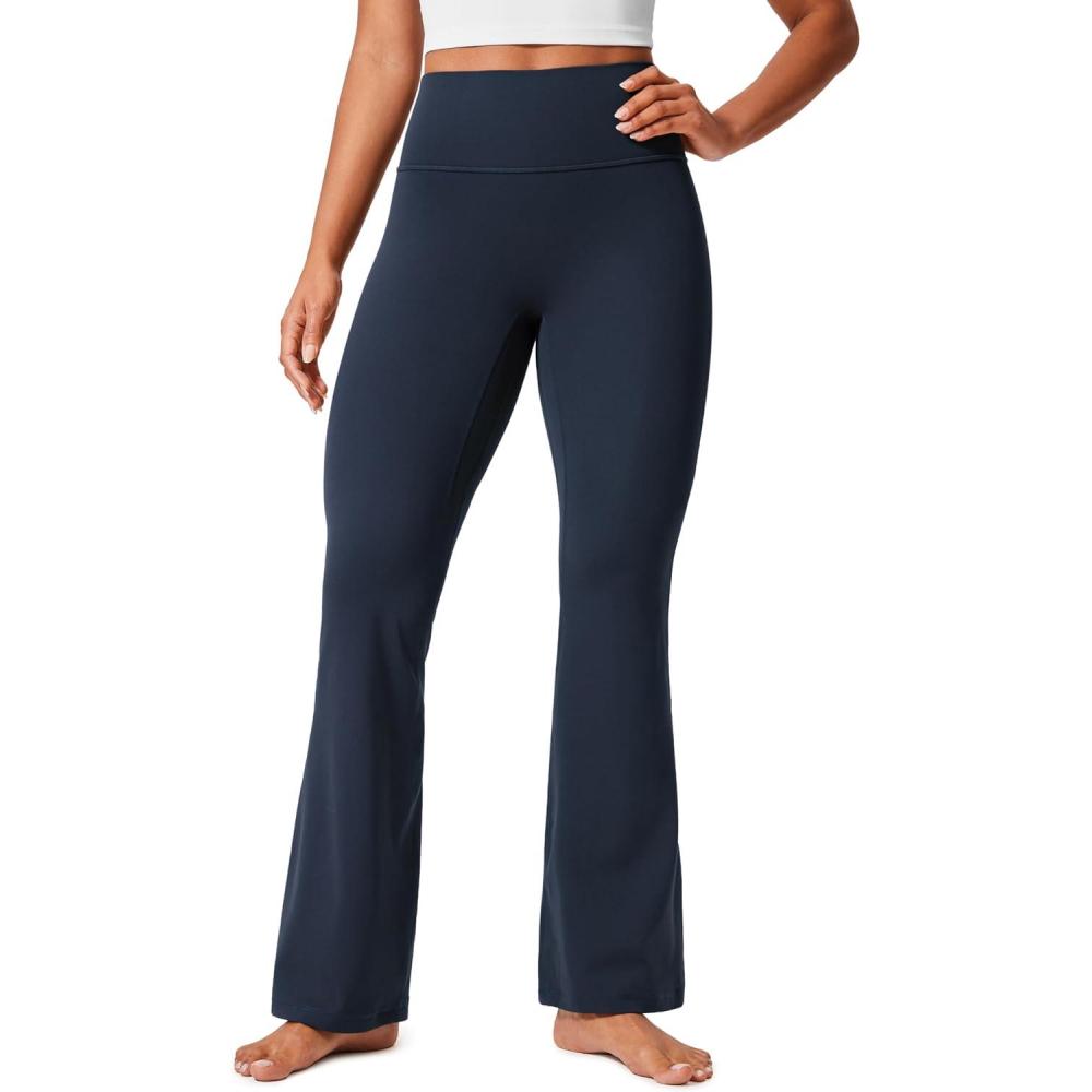imageCRZ YOGA Womens Butterlift Hidden Scrunch Butt Flare Leggings 31quot  No Front Seam High Waist Bootcut Yoga Pants Booty CasualTwilight Blue
