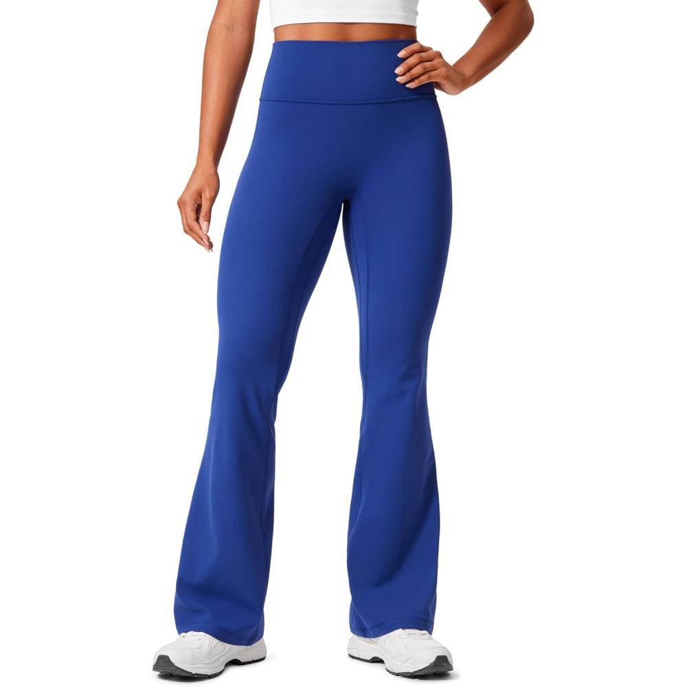 imageCRZ YOGA Womens Butterlift Hidden Scrunch Butt Flare Leggings 31quot  No Front Seam High Waist Bootcut Yoga Pants Booty CasualWaves Blue