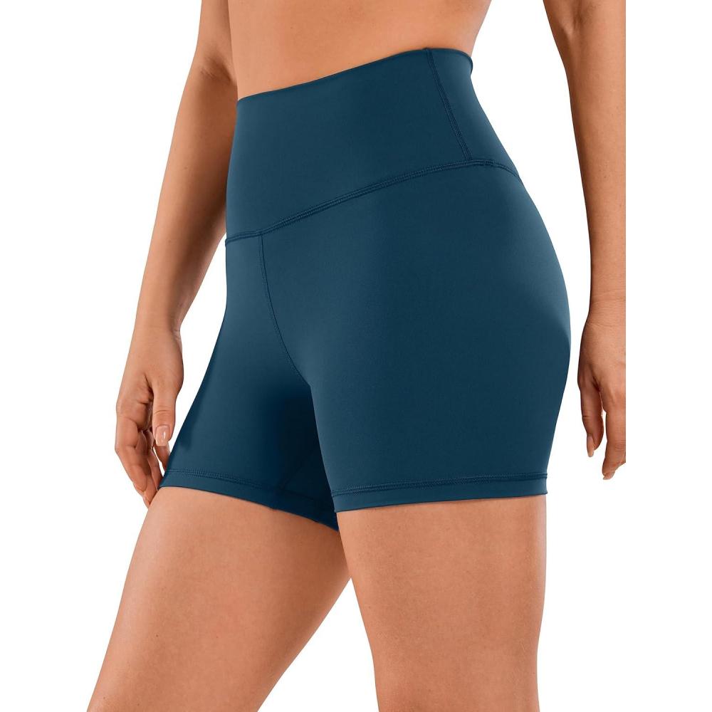 imageCRZ YOGA Womens Naked Feeling Biker Shorts  4 Inches High Waist Yoga Workout Running Gym SpandexFrench Navy