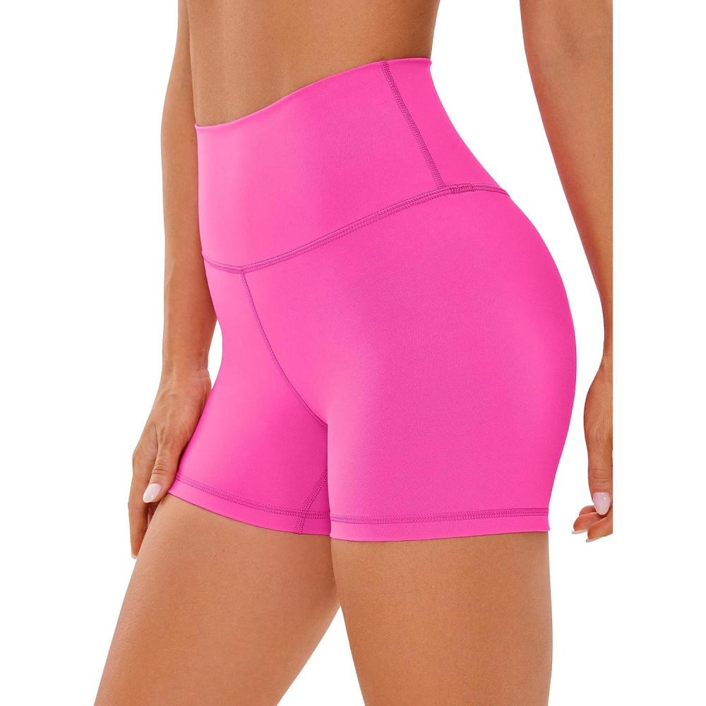 imageCRZ YOGA Womens Naked Feeling Biker Shorts  4 Inches High Waist Yoga Workout Running Gym SpandexHibiscus Purple