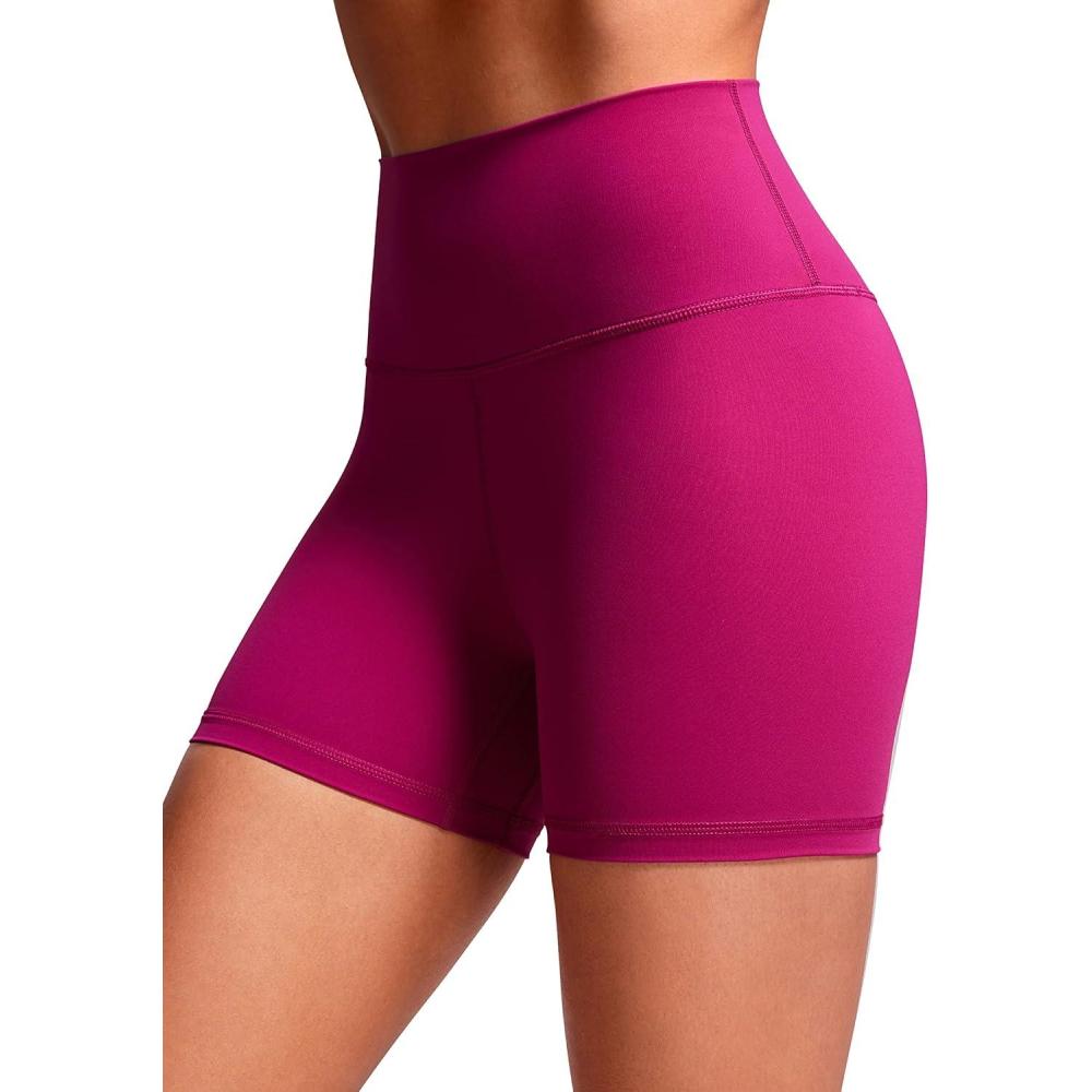 imageCRZ YOGA Womens Naked Feeling Biker Shorts  4 Inches High Waist Yoga Workout Running Gym SpandexMagenta Purple