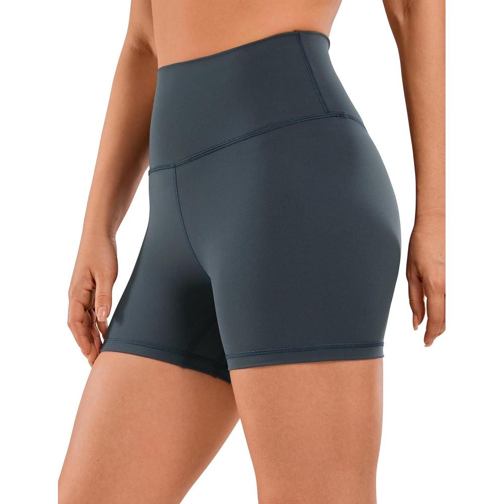 imageCRZ YOGA Womens Naked Feeling Biker Shorts  4 Inches High Waist Yoga Workout Running Gym SpandexMelanite