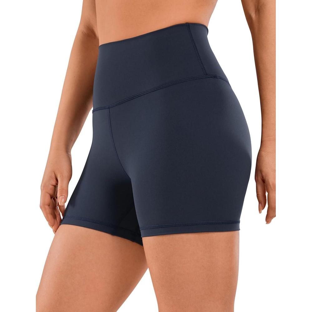 imageCRZ YOGA Womens Naked Feeling Biker Shorts  4 Inches High Waist Yoga Workout Running Gym SpandexNavy