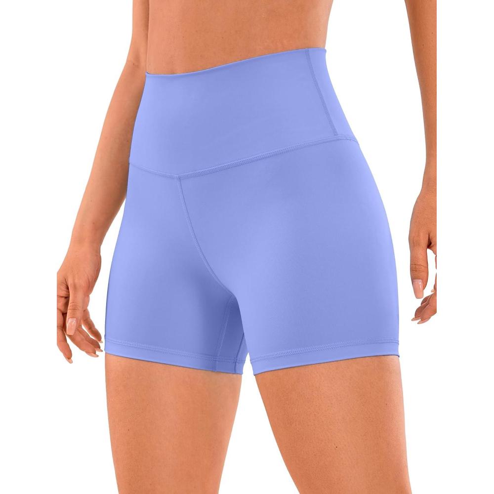 imageCRZ YOGA Womens Naked Feeling Biker Shorts  4 Inches High Waist Yoga Workout Running Gym SpandexPeriwinkle Purple