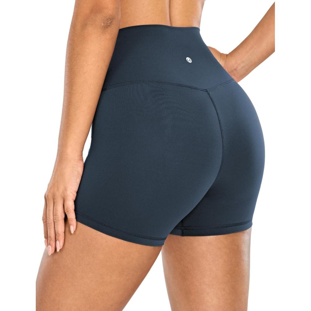 imageCRZ YOGA Womens Naked Feeling Biker Shorts  4 Inches High Waist Yoga Workout Running Gym SpandexTrue Navy