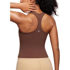 imageCRZ YOGA Butterluxe Racerback Workout Tank Tops for Women Sleeveless Camisole Gym Athletic Yoga ShirtsCoffee Brown