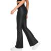 imageCRZ YOGA High Waist Crossover Flare Leggings for Women 31quot  Bootcut Bell Bottoms V Cross Yoga PantsFaux Leather Black