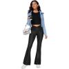 imageCRZ YOGA High Waist Crossover Flare Leggings for Women 31quot  Bootcut Bell Bottoms V Cross Yoga PantsFaux Leather Black