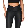 imageCRZ YOGA High Waist Crossover Flare Leggings for Women 31quot  Bootcut Bell Bottoms V Cross Yoga PantsFaux Leather Black