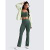 imageCRZ YOGA Womens Butterluxe High Waist Flare Pants 29quot  305quot  32quot  335quot  Yoga Bootcut Wide Leg with Pocket LoungeDark Forest Green