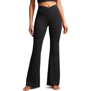 imageCRZ YOGA High Waist Crossover Flare Leggings for Women 31quot  Bootcut Bell Bottoms V Cross Yoga PantsBlack