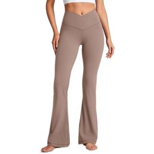 imageCRZ YOGA High Waist Crossover Flare Leggings for Women 31quot  Bootcut Bell Bottoms V Cross Yoga PantsBrown Purple