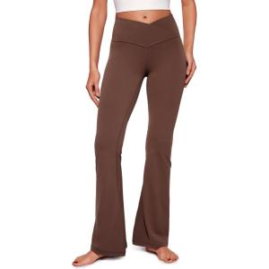 imageCRZ YOGA High Waist Crossover Flare Leggings for Women 31quot  Bootcut Bell Bottoms V Cross Yoga PantsCoffee Brown