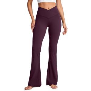 imageCRZ YOGA High Waist Crossover Flare Leggings for Women 31quot  Bootcut Bell Bottoms V Cross Yoga PantsDeep Purple