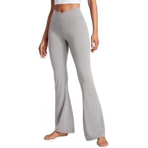 imageCRZ YOGA High Waist Crossover Flare Leggings for Women 31quot  Bootcut Bell Bottoms V Cross Yoga PantsGull Gray