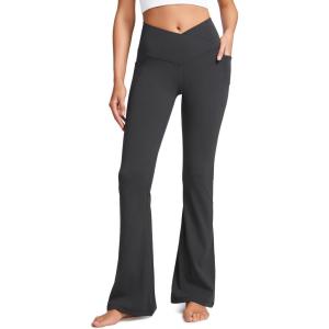 imageCRZ YOGA High Waist Crossover Flare Leggings for Women 31quot  Bootcut Bell Bottoms V Cross Yoga PantsMysterious Grey