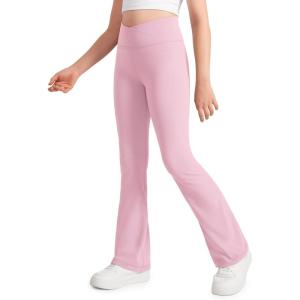 imageCRZ YOGA High Waist Crossover Flare Leggings for Women 31quot  Bootcut Bell Bottoms V Cross Yoga PantsPink Peony