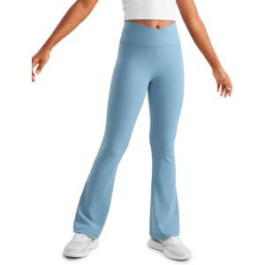 imageCRZ YOGA High Waist Crossover Flare Leggings for Women 31quot  Bootcut Bell Bottoms V Cross Yoga PantsPure Blue