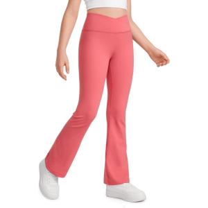 imageCRZ YOGA High Waist Crossover Flare Leggings for Women 31quot  Bootcut Bell Bottoms V Cross Yoga PantsRaspberry Sorbet