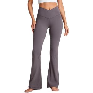 imageCRZ YOGA High Waist Crossover Flare Leggings for Women 31quot  Bootcut Bell Bottoms V Cross Yoga PantsTornado Grey