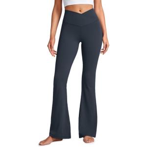imageCRZ YOGA High Waist Crossover Flare Leggings for Women 31quot  Bootcut Bell Bottoms V Cross Yoga PantsTrue Navy