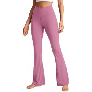 imageCRZ YOGA High Waist Crossover Flare Leggings for Women 31quot  Bootcut Bell Bottoms V Cross Yoga PantsVelvet Dust
