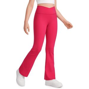 imageCRZ YOGA High Waist Crossover Flare Leggings for Women 31quot  Bootcut Bell Bottoms V Cross Yoga PantsViva Magenta