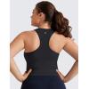 imageCRZ YOGA Womens Seamless Ribbed Longline High Neck Sports Bra  Racerback Padded Slim Fit Crop Tank Top with Built in PadsBlack