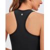 imageCRZ YOGA Womens Seamless Ribbed Longline High Neck Sports Bra  Racerback Padded Slim Fit Crop Tank Top with Built in PadsBlack