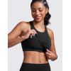 imageCRZ YOGA Womens Seamless Ribbed Longline High Neck Sports Bra  Racerback Padded Slim Fit Crop Tank Top with Built in PadsBlack