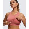 imageCRZ YOGA Womens Seamless Ribbed Longline High Neck Sports Bra  Racerback Padded Slim Fit Crop Tank Top with Built in PadsBriar Rose