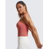 imageCRZ YOGA Womens Seamless Ribbed Longline High Neck Sports Bra  Racerback Padded Slim Fit Crop Tank Top with Built in PadsBriar Rose