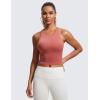 imageCRZ YOGA Womens Seamless Ribbed Longline High Neck Sports Bra  Racerback Padded Slim Fit Crop Tank Top with Built in PadsBriar Rose