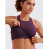 imageCRZ YOGA Womens Seamless Ribbed Longline High Neck Sports Bra  Racerback Padded Slim Fit Crop Tank Top with Built in PadsDeep Purple