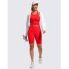 imageCRZ YOGA Womens Seamless Ribbed Longline High Neck Sports Bra  Racerback Padded Slim Fit Crop Tank Top with Built in PadsDeep Red