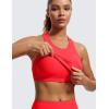 imageCRZ YOGA Womens Seamless Ribbed Longline High Neck Sports Bra  Racerback Padded Slim Fit Crop Tank Top with Built in PadsDeep Red