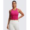 imageCRZ YOGA Womens Seamless Ribbed Longline High Neck Sports Bra  Racerback Padded Slim Fit Crop Tank Top with Built in PadsGranita Pink