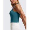 imageCRZ YOGA Womens Seamless Ribbed Longline High Neck Sports Bra  Racerback Padded Slim Fit Crop Tank Top with Built in PadsGreen Jade