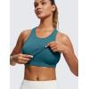 imageCRZ YOGA Womens Seamless Ribbed Longline High Neck Sports Bra  Racerback Padded Slim Fit Crop Tank Top with Built in PadsGreen Jade