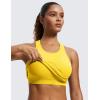 imageCRZ YOGA Womens Seamless Ribbed Longline High Neck Sports Bra  Racerback Padded Slim Fit Crop Tank Top with Built in PadsHigh Visibility Yellow