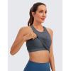 imageCRZ YOGA Womens Seamless Ribbed Longline High Neck Sports Bra  Racerback Padded Slim Fit Crop Tank Top with Built in PadsLight Gray Heather
