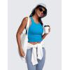 imageCRZ YOGA Womens Seamless Ribbed Longline High Neck Sports Bra  Racerback Padded Slim Fit Crop Tank Top with Built in PadsMadagascar Blue
