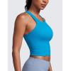 imageCRZ YOGA Womens Seamless Ribbed Longline High Neck Sports Bra  Racerback Padded Slim Fit Crop Tank Top with Built in PadsMadagascar Blue