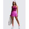imageCRZ YOGA Womens Seamless Ribbed Longline High Neck Sports Bra  Racerback Padded Slim Fit Crop Tank Top with Built in PadsMagenta Purple